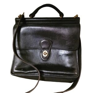 Vintage‎ Coach Willis Black Leather Turnlock Satchel Crossbody Bag 9927